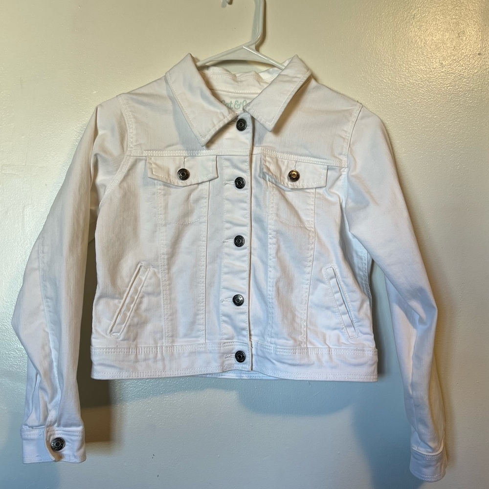 Cat and Jack white denim snap button up jean jacket
